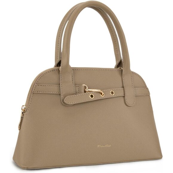 ⚡ Women's Tan Shoulder Strap Belted Top Handle Designer Crossbody Satchel Bag - Picture 6 of 7